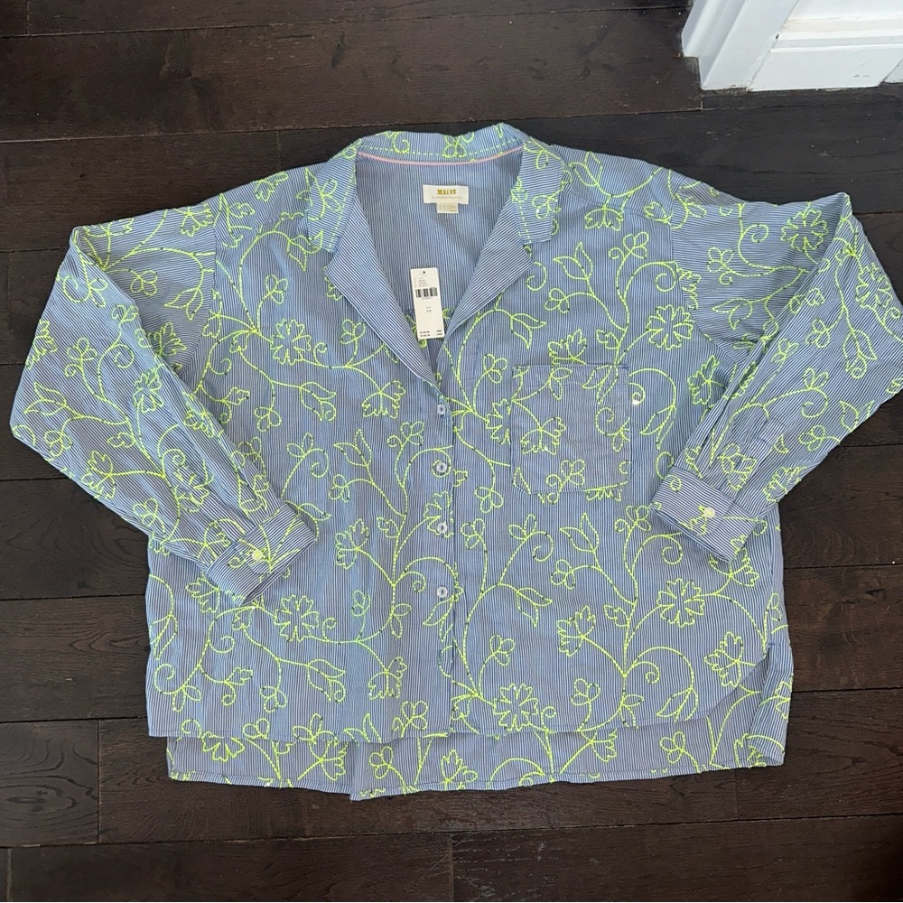 NEW Anthropologie Embroidered Button Down